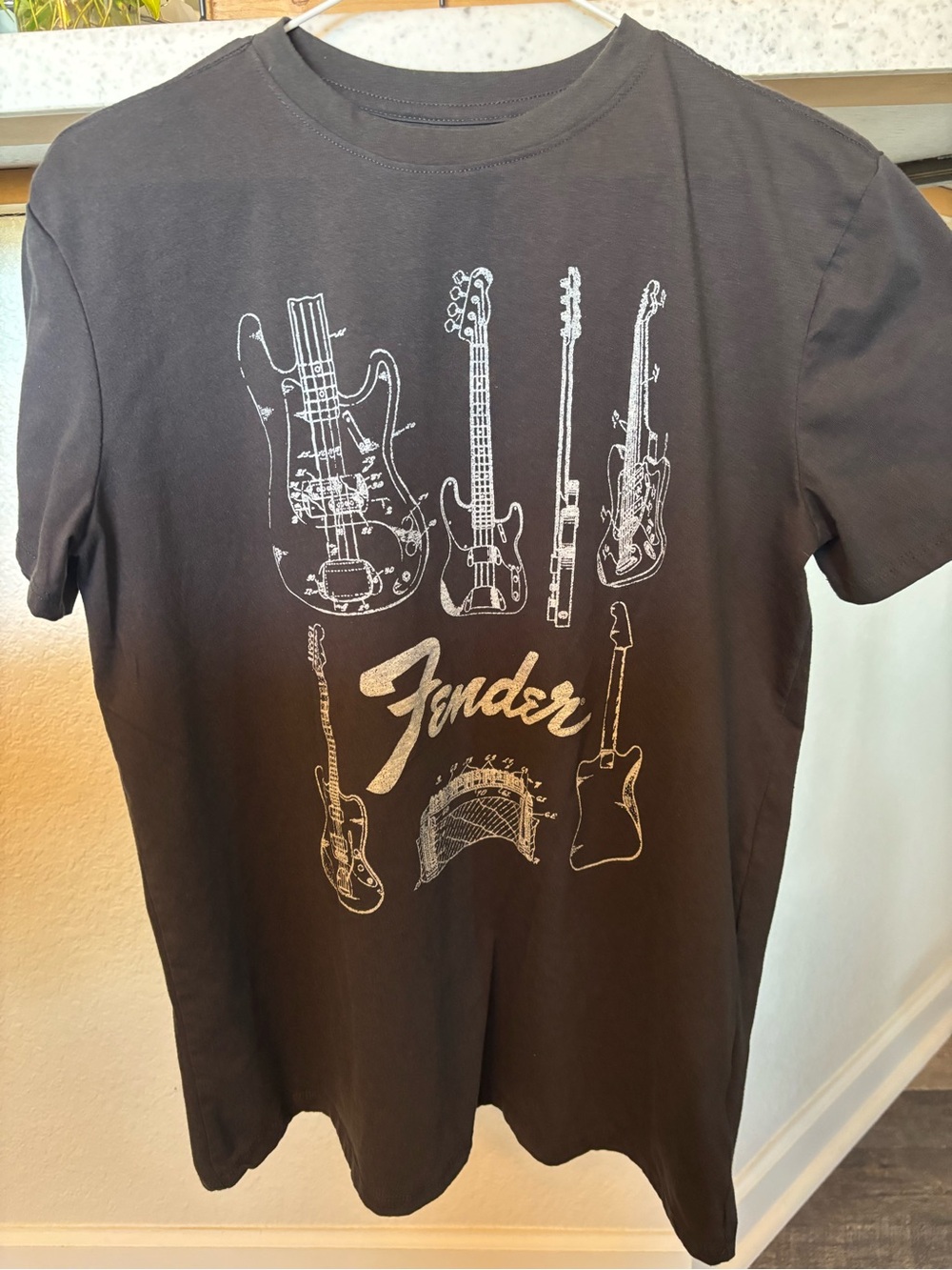 Maurices Gray Graphic Fender Guitars Short Sleeve Tee